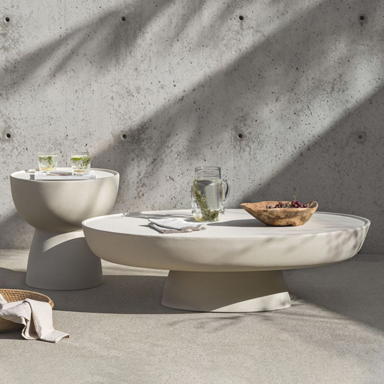 Luxury Modern Round Marble Coffee Table Nordic Lift Top Lobby Oval Concrete Coffee Side Table Custom