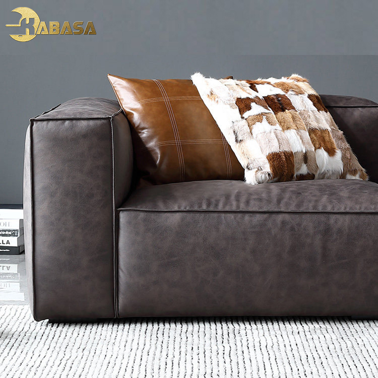 Grey cloth upholstered Three seated fabric leather marenco feather sofa home furniture sofa set