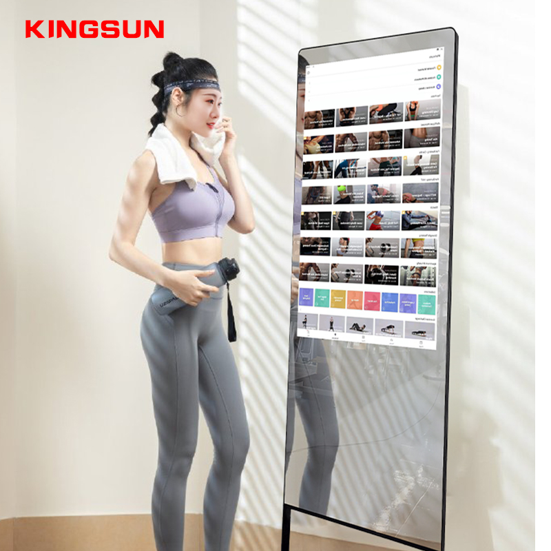 Smart  workout mirror built in camera touch screen AI interactive mirror fitness for home office exe
