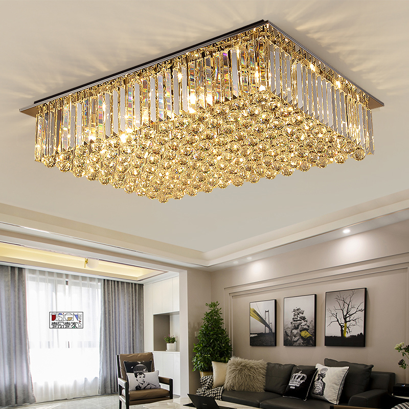 Postmodern luxury dimmable hotel lobby bedroom dining room living room three color chandelier rectan