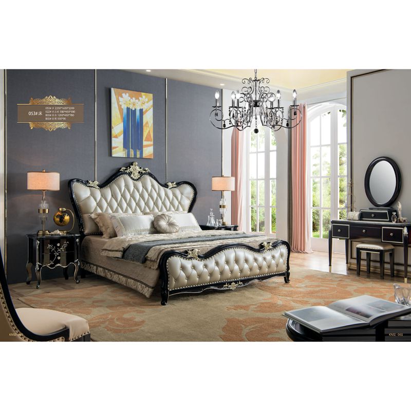 European furniture bedroom sets luxury king size Genuine leather bed Set hot sale fashion Style bedr