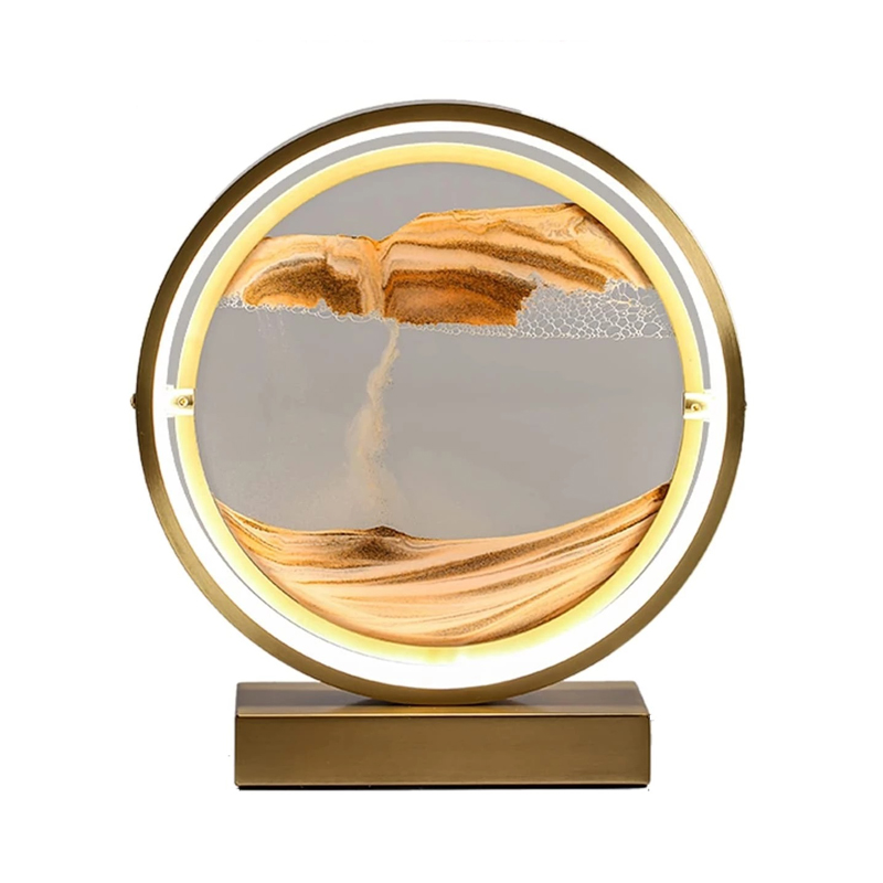 HoneyFly LED Quicksand  Art Desk Lamp 5V 3D Hourglass Table Lamp Craft Sand Natural Landscape Flowin