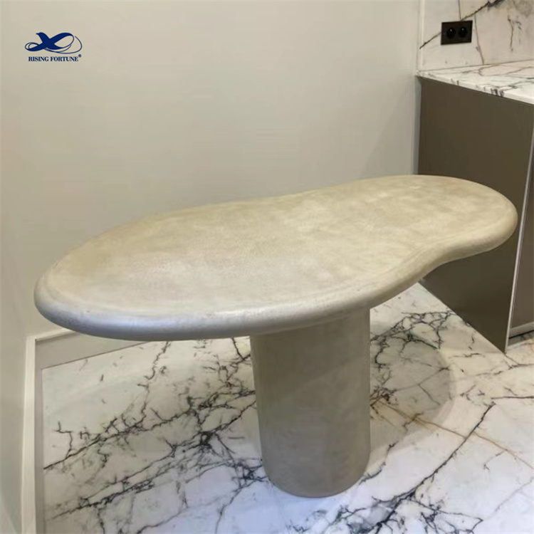 Luxury living room furniture modern natural travertine marble top coffee table round shaped tea tabl