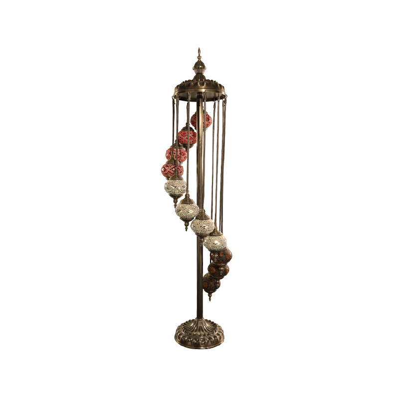 Marrakech Decoration Art Handmade 11Globes Turkish Glass Moroccan Mosaic Floor Lamp