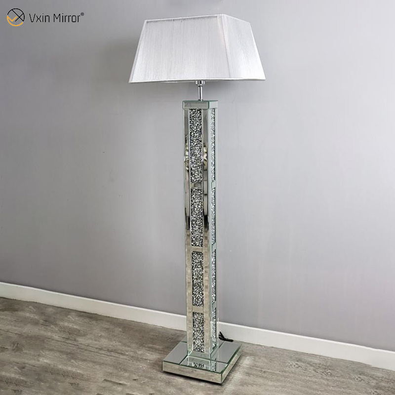 WXFL-032 Living room Luxury Silver Modern Crushed Dia mond Floor Standing Lamp mirror lamp for livin