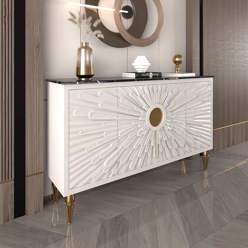 2022 modern luxury design hotel home furniture white black marble top kitchen cabinet
