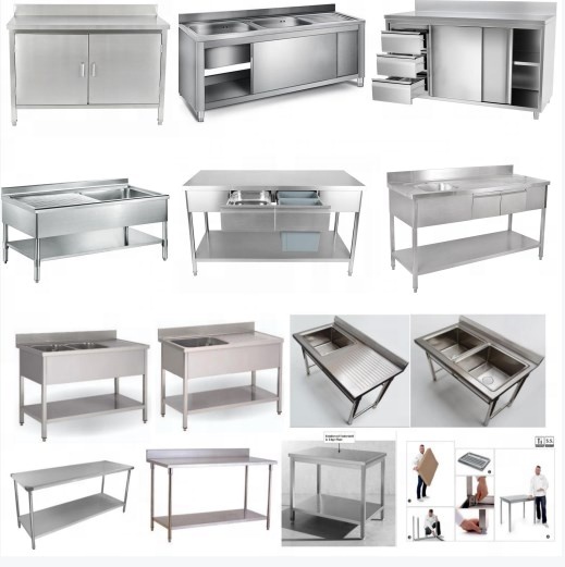 Stainless Steel kitchen Work cabinet with double-w