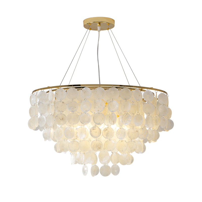 Italian creative modern white shell piece chandelier LED pendant lamp for  living room dining room b