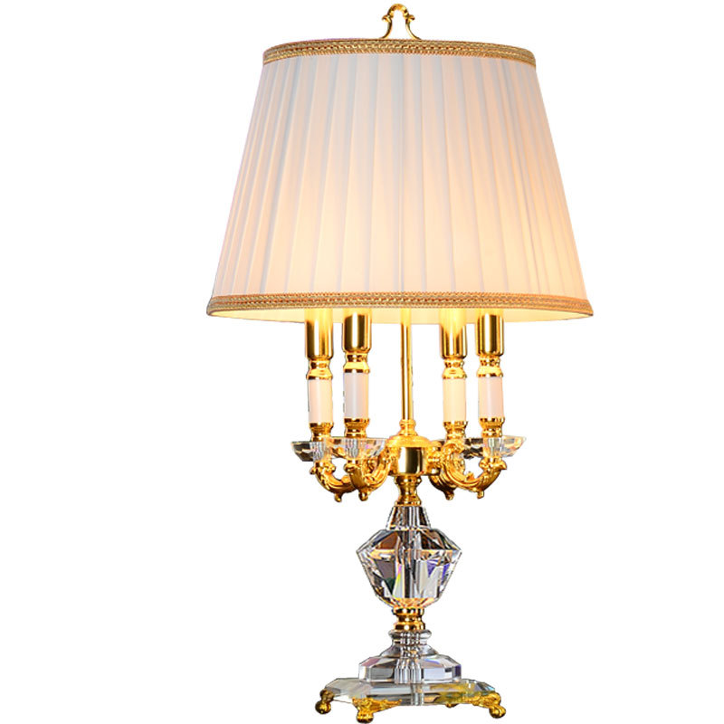 European luxury high-end crystal metal decorative table lamp hotel living room bedside table 3 and 4