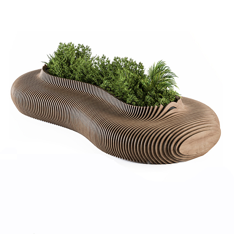 Interior Architect Parametric Wood Furniture Bench Design Commercial Mall Seat