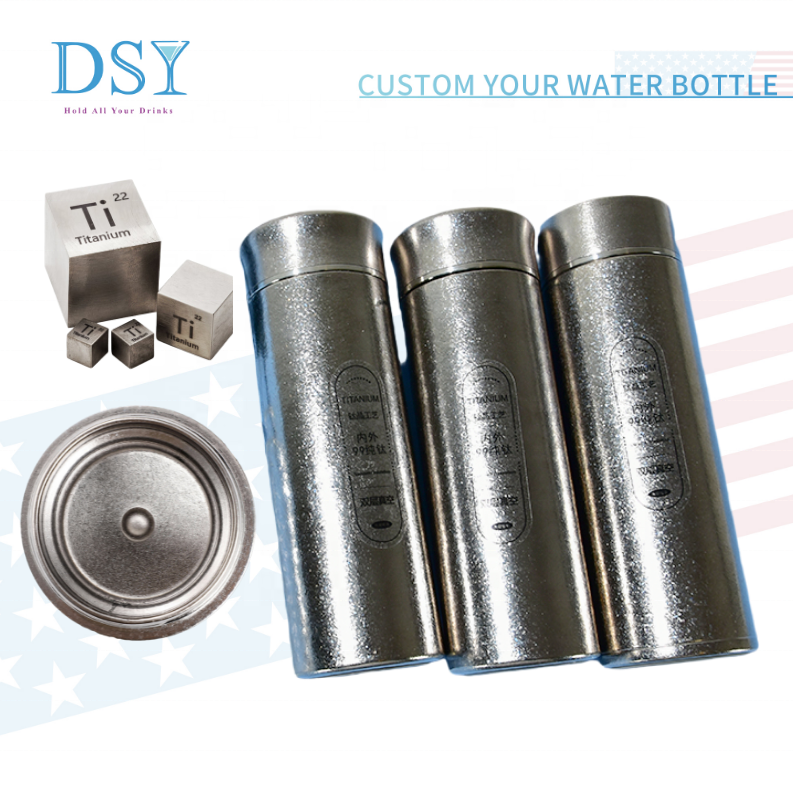 wholesale custom exclusive 99% Titanium alloy steel vacuum insulated Titanium water bottle for campi