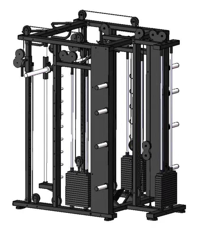 commercial Gym Equipment 4 in 1 Multi Functional 3d Smith Machine Trainer Power Rack with Cable Cros