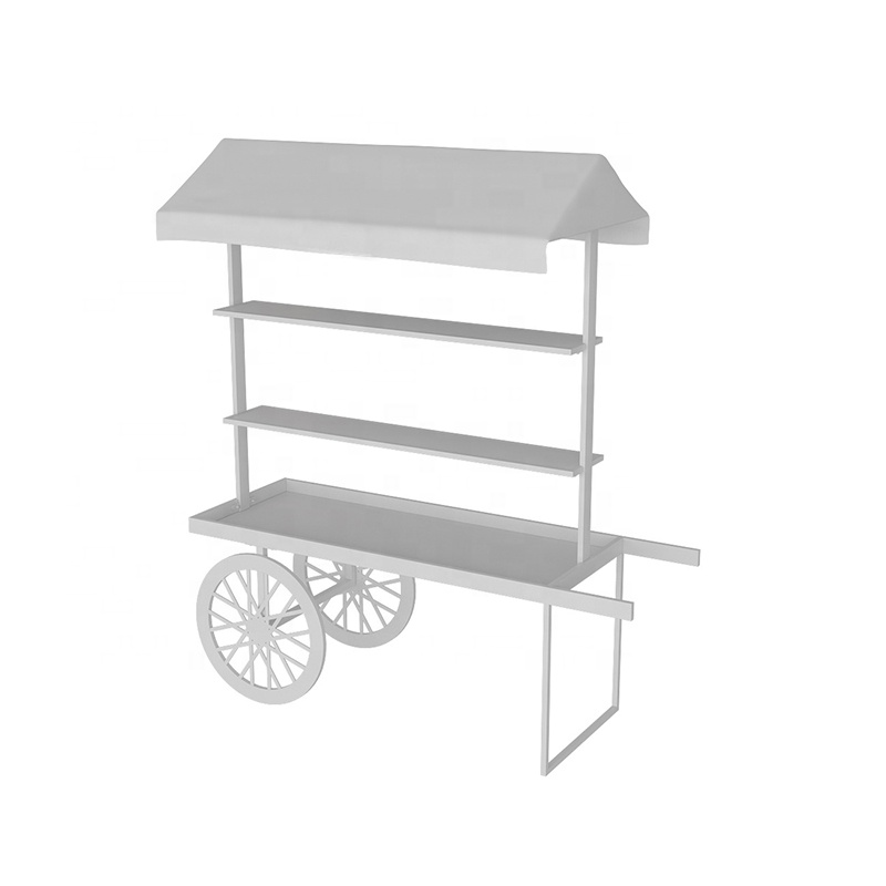Customized White Light Pink Mobile Food Carts Fast Food Display Shelf Portable Van Dining Car