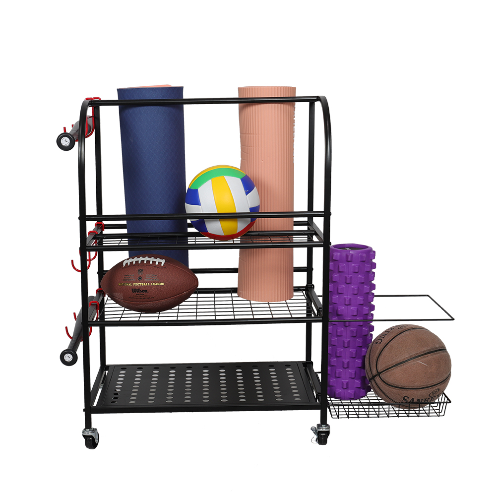 Metal floor free standing multi-functional sports storage holders display racks sports ball organize