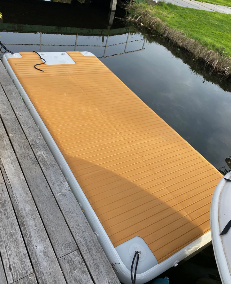 2.5X1.5X0.2M Wood Grain Teak Single Layered Drop Stitch Inflatable Dock Sport Boat Swim Platform Yac