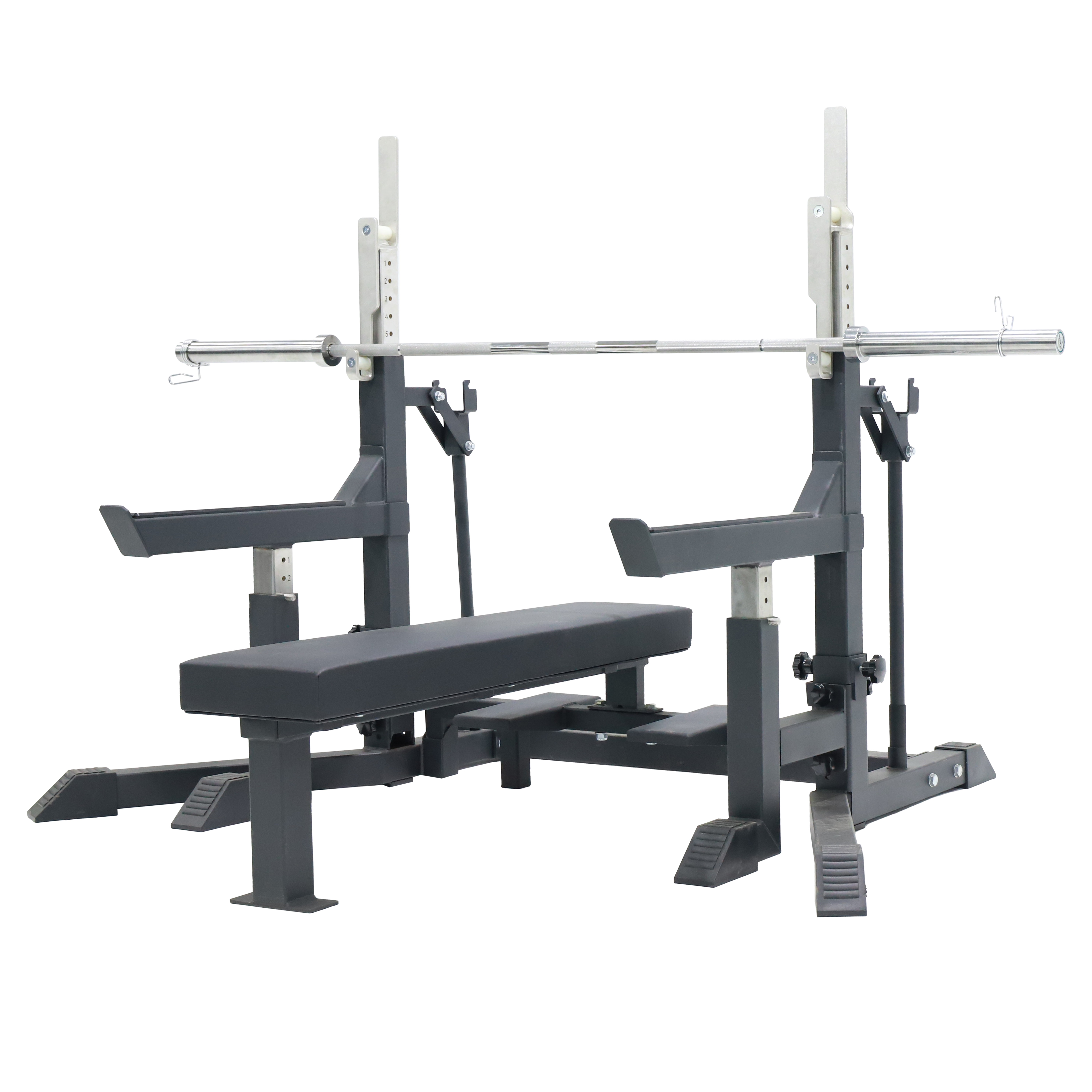 Adjustable Squat Stand rack with sport bench for weight lifting, Q235 Steel, Strength Training Fitne