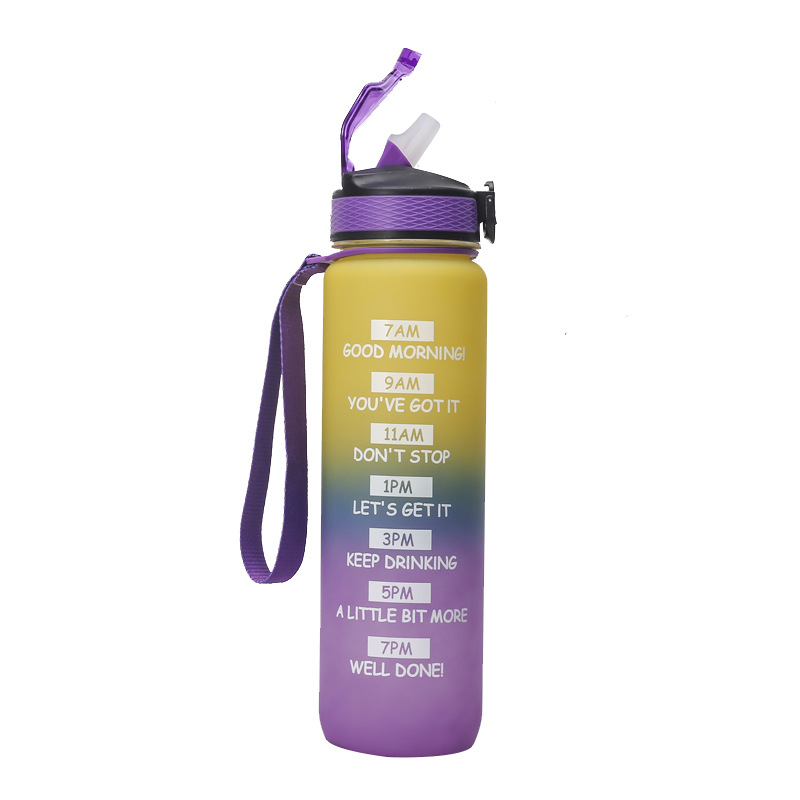 Customized Kid Water Bottle With Time Marker Sports Outdoor Gym Frosted Plastic Motivational Water B