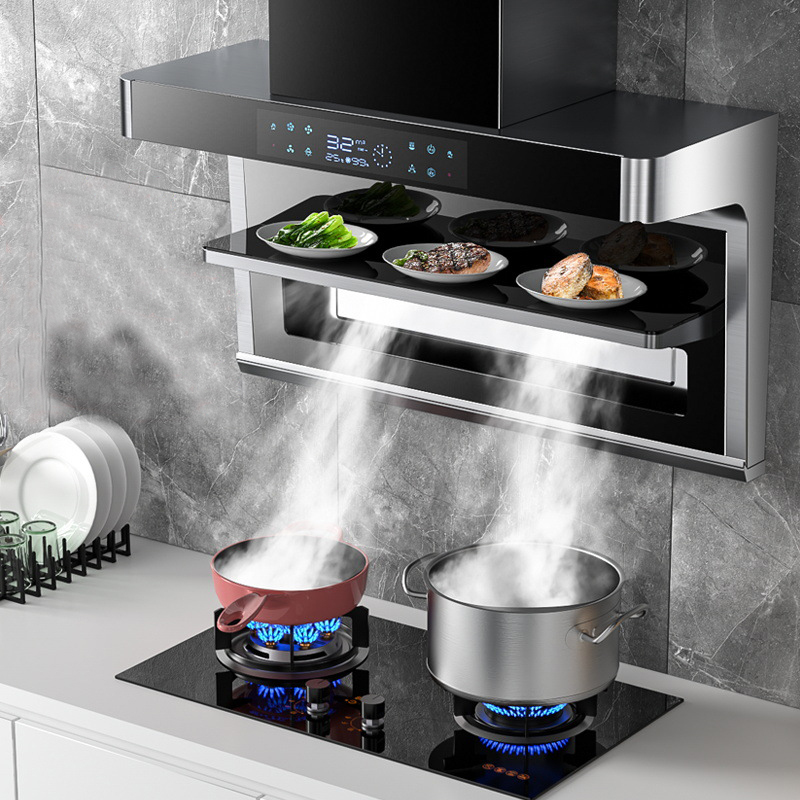 Home appliance kitchen Large suction top side double suction range hood 7-shaped