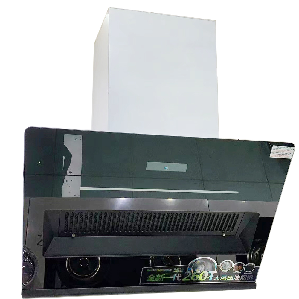 Wall Mounted Range Hood Kitchen Appliance  90CM Soft Black LED Light Steel Motor Stainless Power Ele