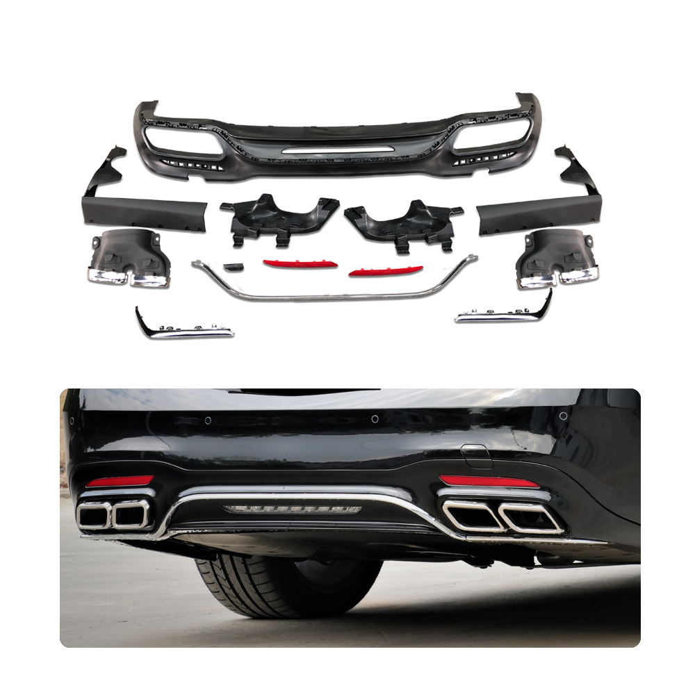 S63 S65 AMG auto parts rear diffuser and exhaust tip for mercedes benz S-class W222 18+