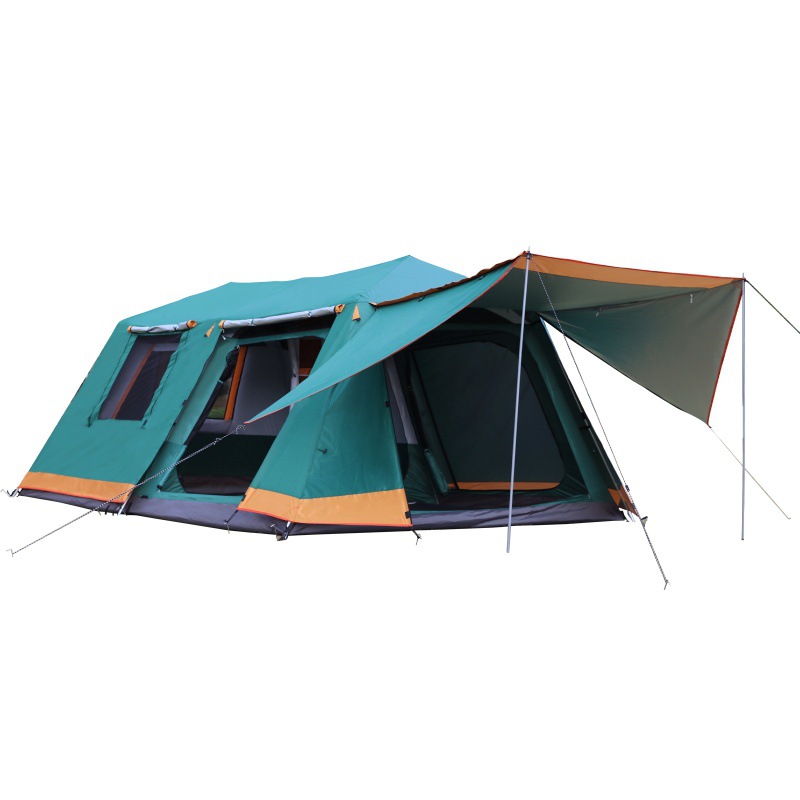 Tent Outdoor Aluminum Pole Automatic 6-8-12 People Camping Thickened Rainstorm Prevention Two Rooms 