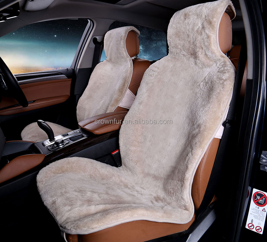 Soft fluffy Women Pink Sheepskin Car Seat Automoti