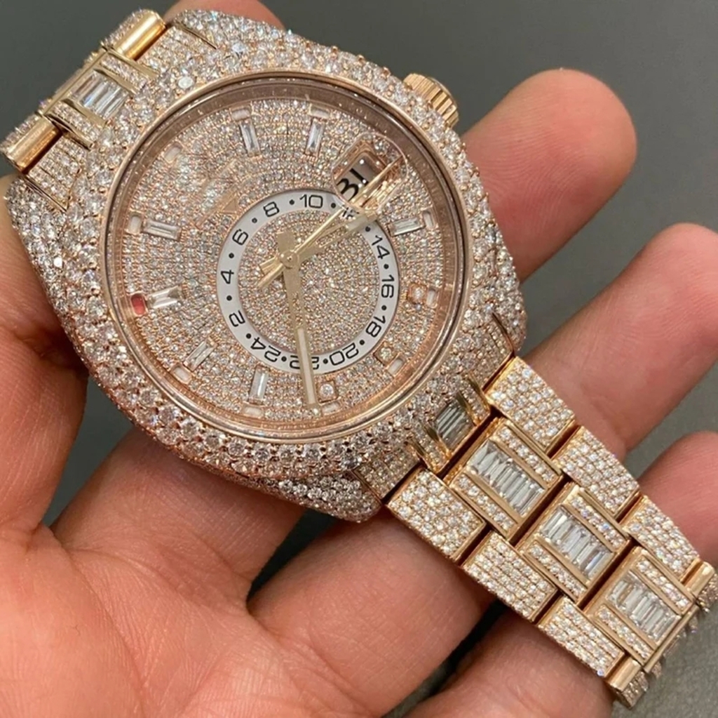 Hip Hop Iced Out VVS Moissanite Diamond Watch Stainless Steel  Custom Logo Mechanical Watch For Men