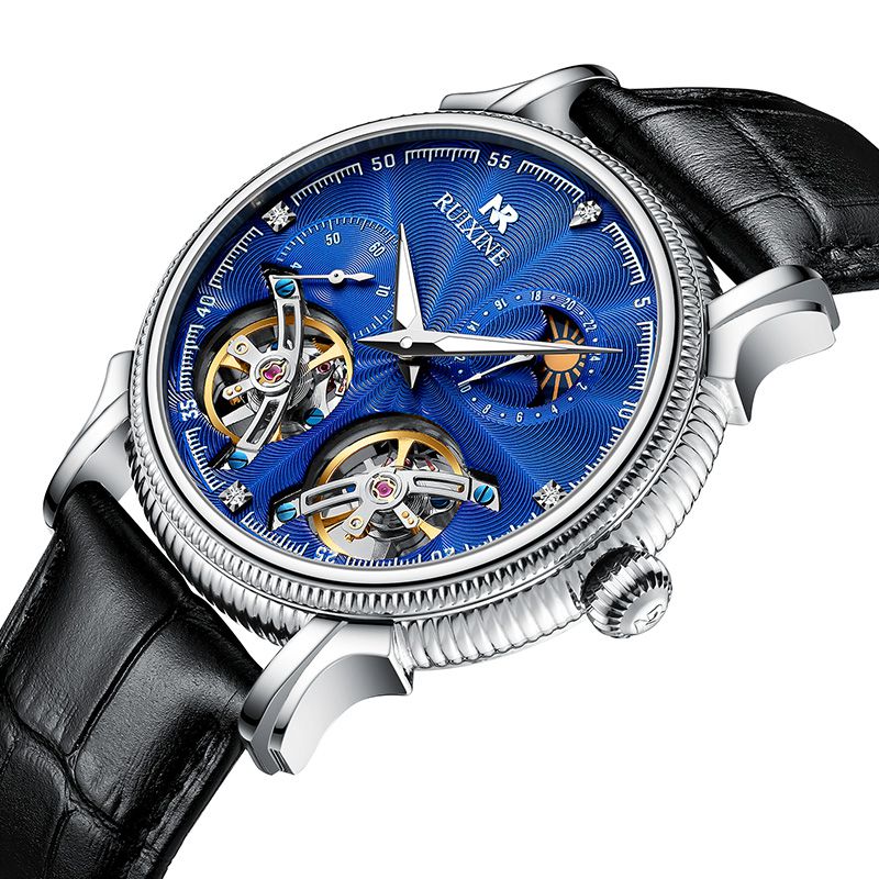 Hot Selling RUIXINE R7121 Sapphire Mirror Stainless Steel Case Leather Strap 43mm Men's Mechanical W