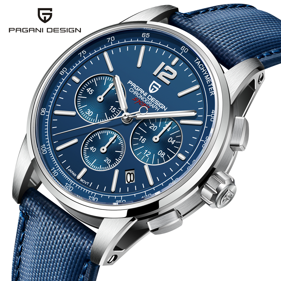 PAGANI DESIGN 2022 Mens Watches Luxury Sport Quartz VK63 Chronograph 10Bar Waterproof Stainless Stee