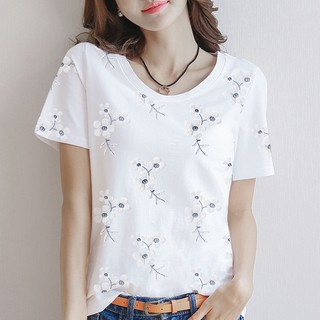 2023 Printed Short Sleeve T-Shirt Women's 95 Cotton Loose