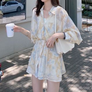 Three-piece dress with clothing shirt 2023 spring covered hi