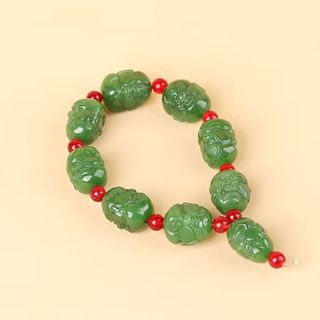 Xinjiang Hetian Jade Jasper Eighteen Arhats Bracelet Double-sided Arhat Buddha Head Jade Hand Carved