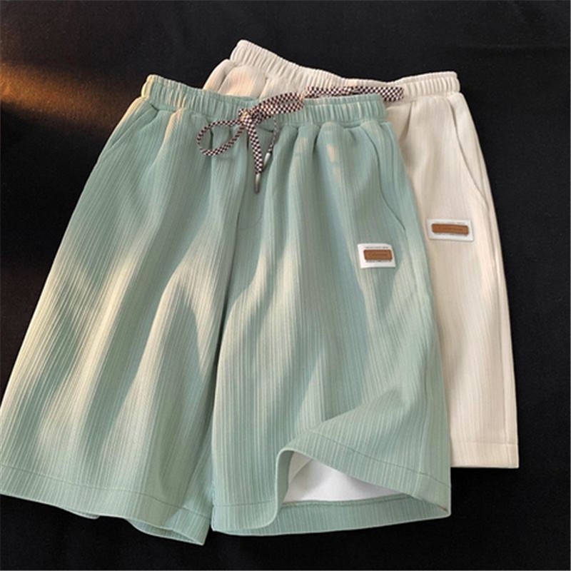 Summer Pleated Solid Color Fresh Casual Shorts Women's Loose Thin Home Drawstring Drop Trendy Straig