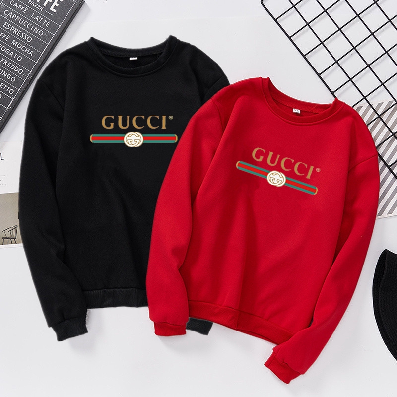 【Ready Stock】Women&Men Long Sleeve Fashion Letters Printed Casual Pullover Top Causal Thicken Co