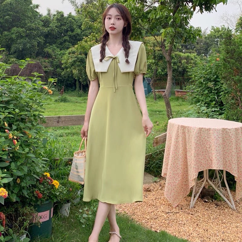 summer dress for women sage green dress french dress vintage dress graduation dress party dress sage