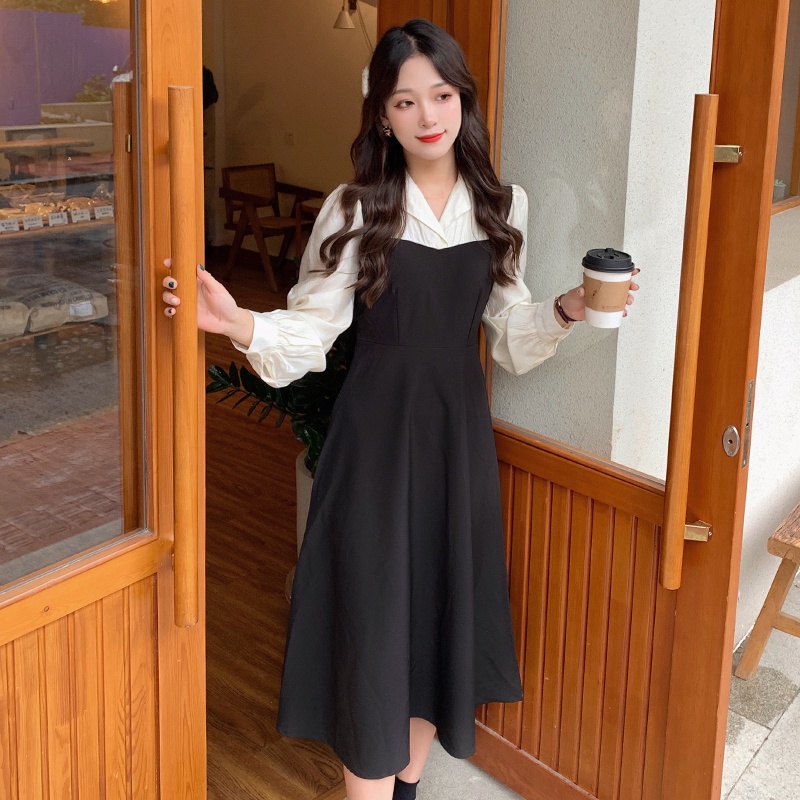 black fitted long long sleeve waist slimming elegant aesthetic party v neck vintage cocktail materni