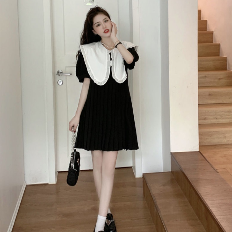 summer black green pink midi women dress korean style elegant princess prom dress dinner dress plus 