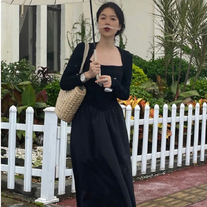 plus size dress black dress long casual dress party dress autumn dress cocktail dress dress for woma