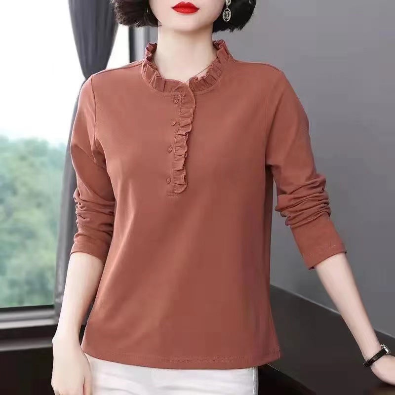 Korean Fashion Women Blouse Long-sleeved Shirt Autumn Spring Loose Temperament Thin Blouses Tops Plu