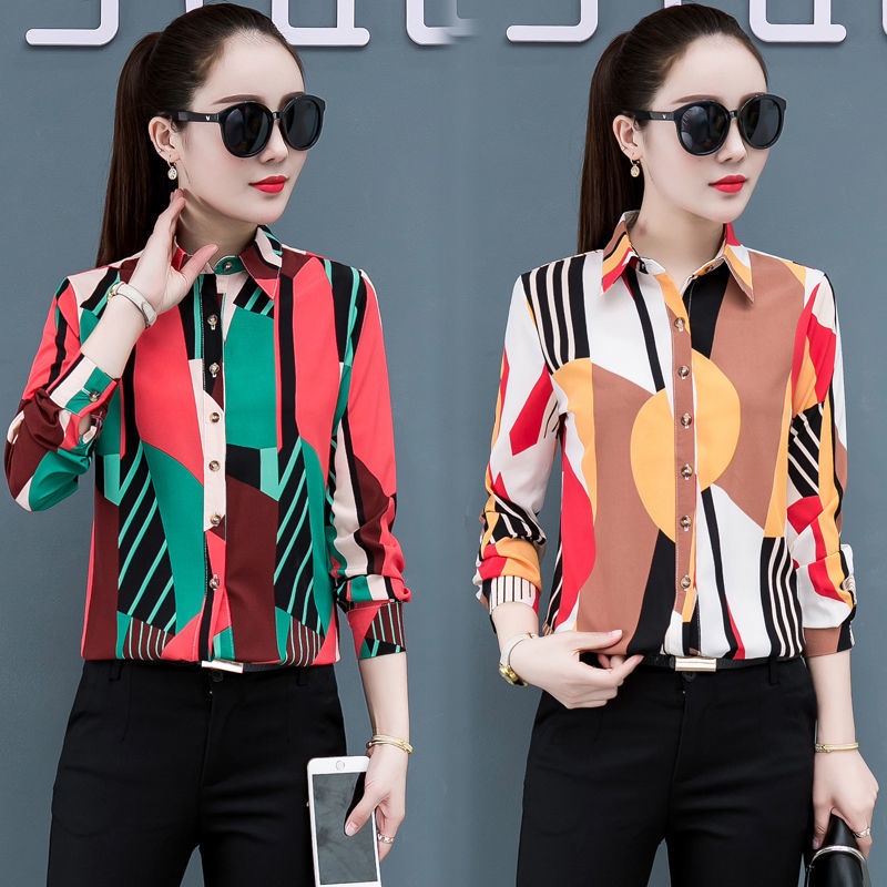 S-5XL Plus Size OL Blouse Korean Slim Chiffon Office Lady Formal Work Shirts Button Lapel