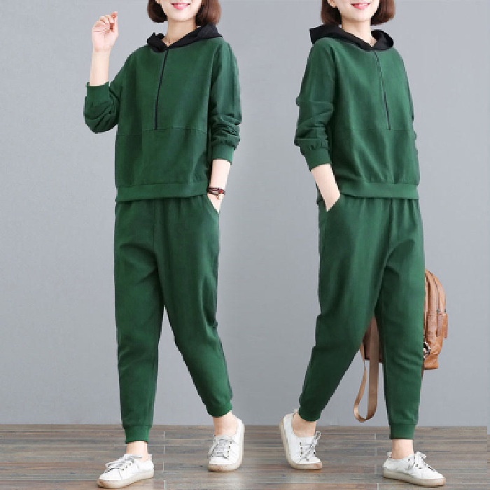 Women's Sports Wear Fashion Casual Set Plus Size Korean Style Women Clothes Lady Tracksuit Top and B