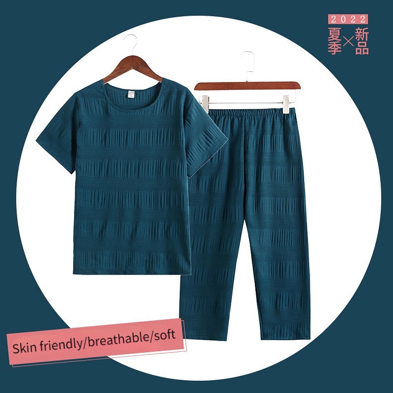【SET】Summer Ladies Short Sleeve Cropped Pants Loose Plus Size Casual Suit Women