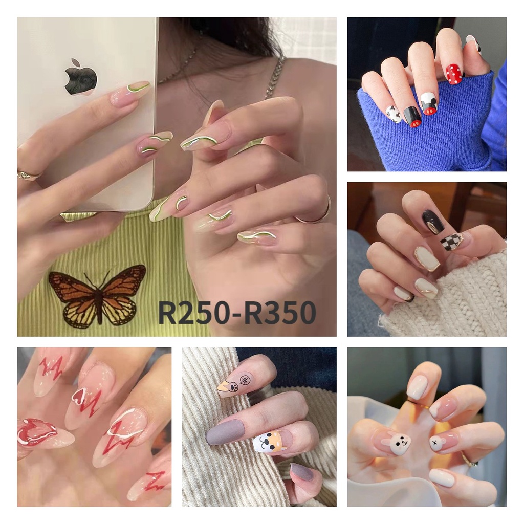 24Pcs/Box 3D Acrylic Nails Fake Nails Set with Glue