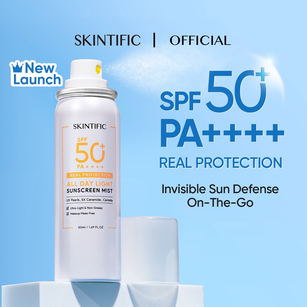 [Ready Stock] SKINTIFIC All Day Light Sunscreen Mist SPF50 PA++++ Whitening Sunblock Spray Anti UV F
