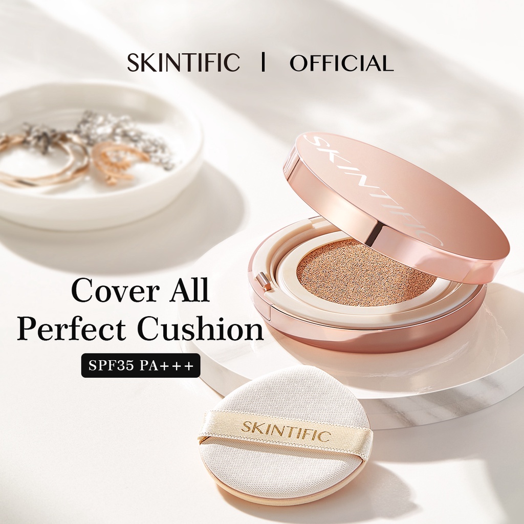 [Ready Stock] SKINTIFIC Cover All Perfect Air Cushion 24H Long-lasting SPF35 PA++++ Foundation Porel