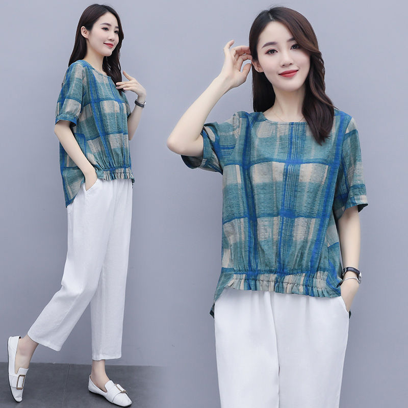Women's Plus Size Fashion Casual Round Neck Short Sleeve Blouse