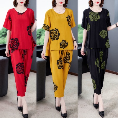 Fashion Half Sleeve Plus Size Casual Suit Two-piece Harem Pants