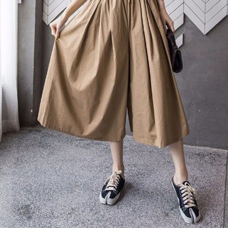 M-4XL Women Elastic Waist Casual Wide Leg Pants Summer Loose Palazzo Pant