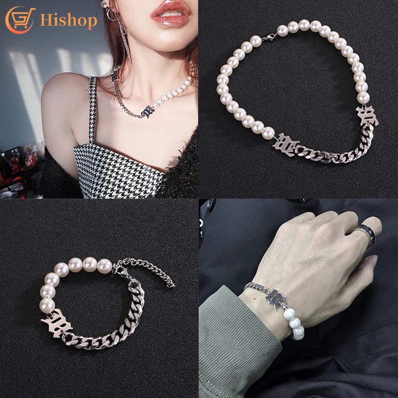 Fashion Pearl Chain Stitching Necklace&Bracelet Set for Women Jewelry Fashion Accessories