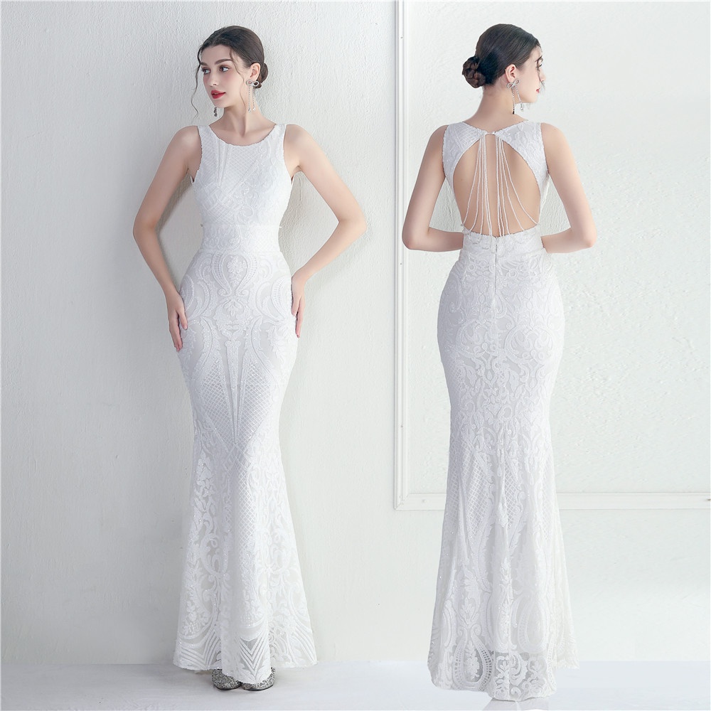 Evening dress women's new banquet Sequin fishtail prom party dress long gown formal birthday dress w